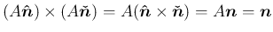 $\displaystyle
(A\mbox{\boldmath$\hat{n}$})\times(A\mbox{\boldmath$\check{n}$})...
...\times\mbox{\boldmath$\check{n}$})
=A\mbox{\boldmath$n$}
=\mbox{\boldmath$n$}$