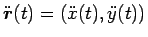 $\ddot{\mbox{\boldmath$r$}}(t)=(\ddot{x}(t),\ddot{y}(t))$