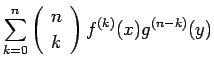 $\displaystyle \sum_{k=0}^n\left(\begin{array}{c} n \\  k \end{array}\right)f^{(k)}(x) g^{(n-k)}(y)$