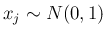 $x_j\sim N(0,1)$