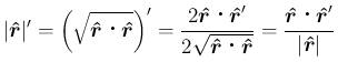 $\displaystyle \vert\mbox{\boldmath$\hat{r}$}\vert'
=\left(\sqrt{\mbox{\boldmath...
...}$}\mathrel{}\mbox{\boldmath$\hat{r}$}'}{\vert\mbox{\boldmath$\hat{r}$}\vert}
$