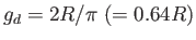 $g_d=2R/\pi (=0.64R)$