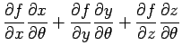 $\displaystyle \frac{\partial f}{\partial x}\frac{\partial x}{\partial \theta}+\...
...partial \theta}+\frac{\partial f}{\partial z}\frac{\partial z}{\partial \theta}$