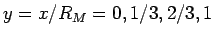 $y=x/R_M=0,1/3,2/3,1$