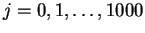 $j=0,1,\ldots,1000$