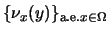 $\{\nu_x(y)\}_{\mbox{\scriptsize a.e.}x\in\Omega}$