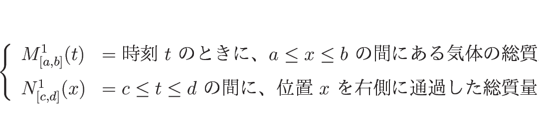 \begin{displaymath}
\left\{\begin{array}{ll}
M^1_{[a,b]}(t)
&=
\mbox{ ...
...\ δ֤ˡ $x$\ ¦̲ᤷ}
\end{array}\right.\end{displaymath}