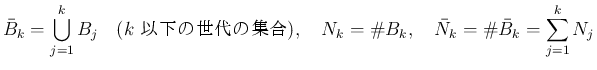 $\displaystyle
\bar{B}_k = \bigcup_{j=1}^k B_j \hspace{1zw}(\mbox{$k$ ʲν...
...= \char93  B_k,
\hspace{1zw}\bar{N}_k = \char93  \bar{B}_k = \sum_{j=1}^k N_j$