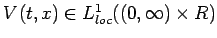 $V(t,x)\in L^1_{loc}((0,\infty)\times R)$