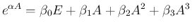 $\displaystyle e^{\alpha A}
= \beta_0E + \beta_1 A+\beta_2 A^2 + \beta_3 A^3
$