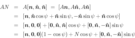 \begin{eqnarray*}AN
&=&
A[\mbox{\boldmath$n$},\mbox{\boldmath$\hat{n}$},\mbox...
...},\mbox{\boldmath$\check{n}$},-\mbox{\boldmath$\hat{n}$}]\sin\psi\end{eqnarray*}