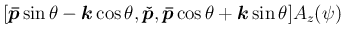 $\displaystyle [\mbox{\boldmath$\bar{p}$}\sin\theta-\mbox{\boldmath$k$}\cos\thet...
...$},
\mbox{\boldmath$\bar{p}$}\cos\theta+\mbox{\boldmath$k$}\sin\theta]A_z(\psi)$