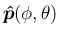 $\mbox{\boldmath$\hat {p}$}(\phi ,\theta )$