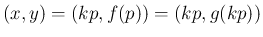 $(x,y)=(kp,f(p))=(kp,g(kp))$