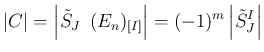 $\displaystyle \vert C\vert
=\left\vert\tilde{S}_J\hspace{0.5zw}(E_n)_{[I]}\right\vert
=(-1)^m\left\vert\tilde{S}^{I}_J\right\vert
$