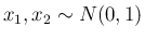 $x_1,x_2\sim N(0,1)$