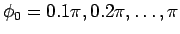 $\phi_0 = 0.1\pi, 0.2\pi, \ldots, \pi$