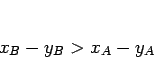 \begin{displaymath}
x_B-y_B>x_A-y_A
\end{displaymath}