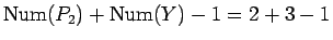 $\mathrm{Num}(P_2)+\mathrm{Num}(Y)-1 = 2 + 3 - 1$