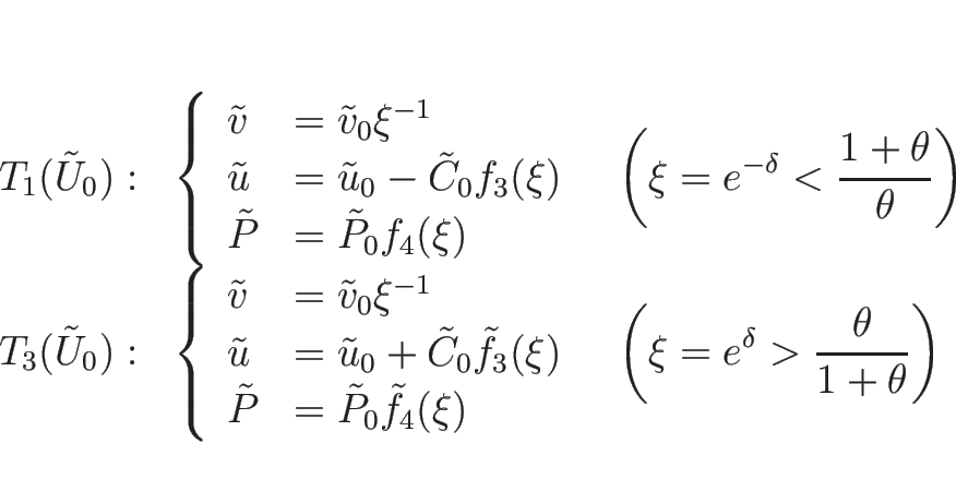 \begin{displaymath}
\begin{array}{lll}
T_1(\tilde{U}_0): &
\left\{\begin{array...
...\left(\xi=e^{\delta}>\frac{\theta}{1+\theta}\right)
\end{array}\end{displaymath}