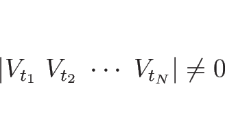 \begin{displaymath}
\vert V_{t_1}\ V_{t_2}\ \cdots\ V_{t_N}\vert \neq 0
\end{displaymath}