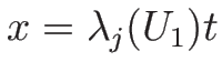 $x=\lambda_j(U_1)t$