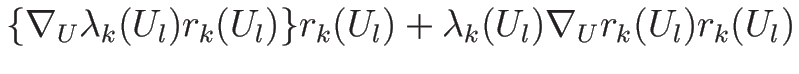 $\displaystyle \{\nabla_U\lambda_k(U_l)r_k(U_l)\}r_k(U_l)
+\lambda_k(U_l)\nabla_Ur_k(U_l)r_k(U_l)$